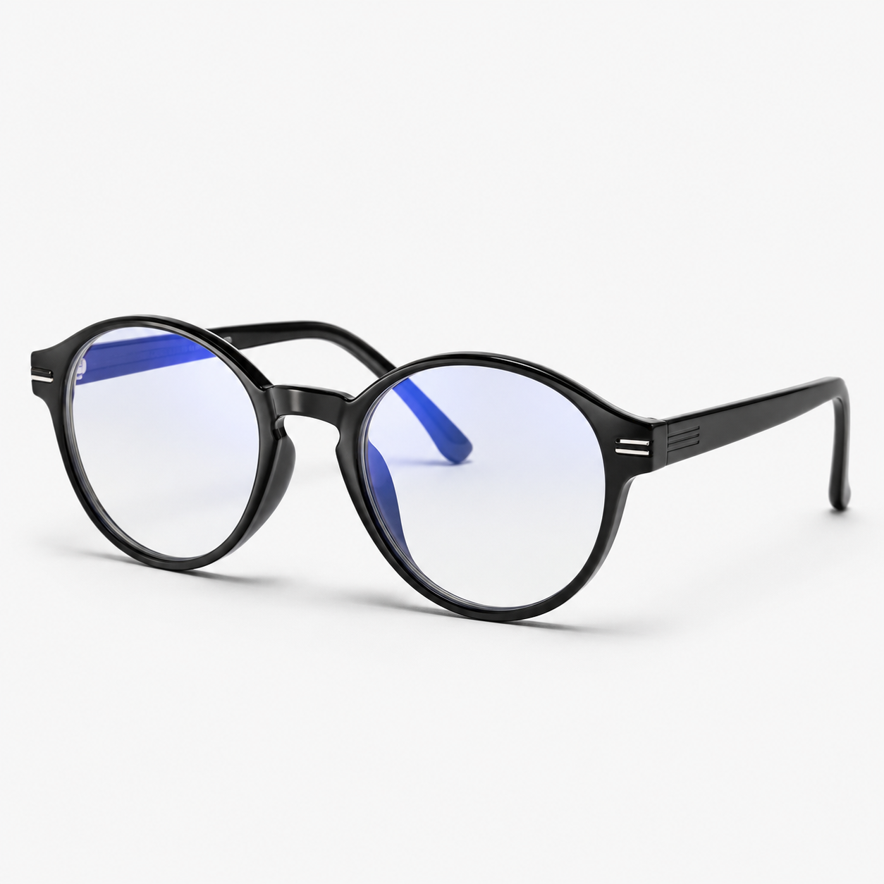 Black round blue-light glasses