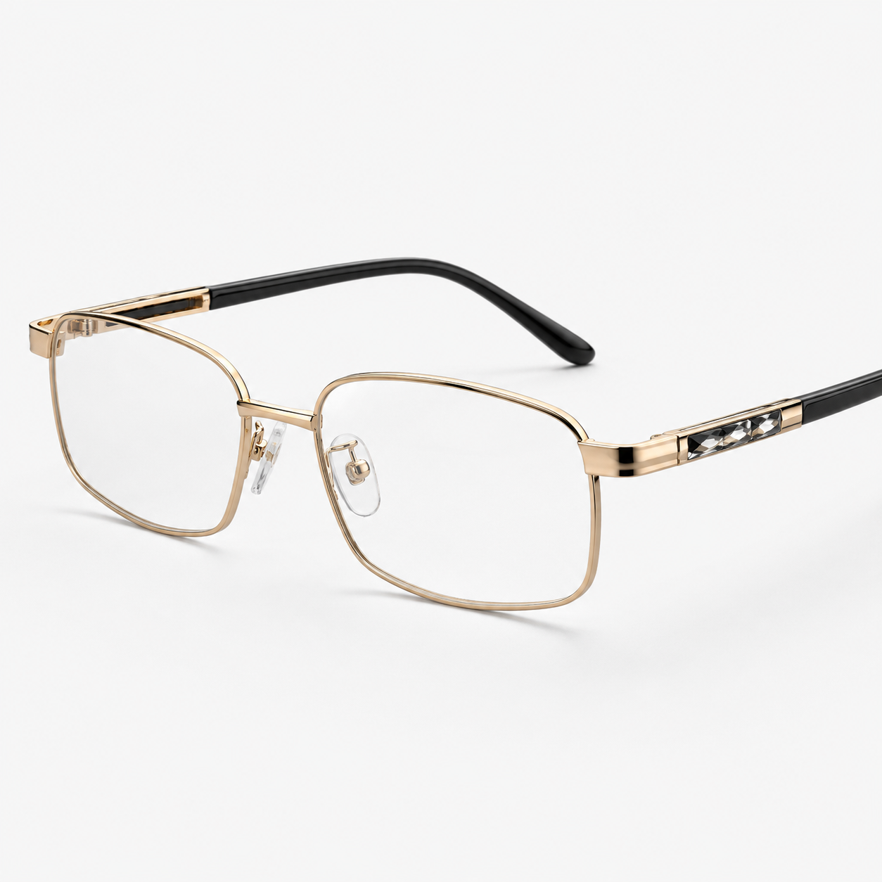 Gold square crystal reading glasses