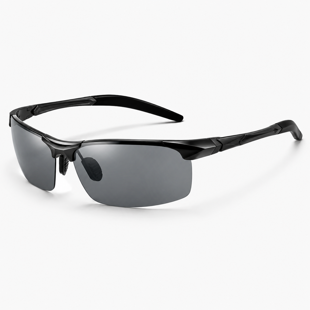 Black half-rim sunglasses